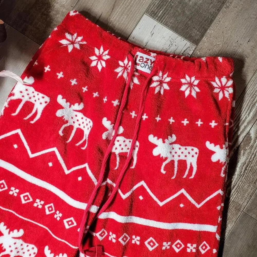 NWOT Lazy One Nordic Moose Men's Fleece PJ Pant Size Small